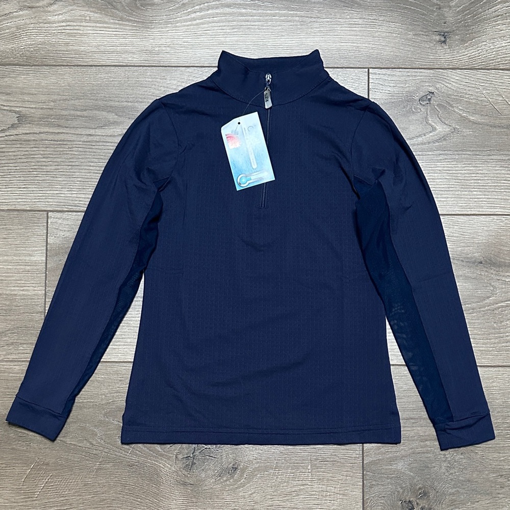 Girl’s EIS Cool‎ Sun Shirt Long Sleeve 1/4 Zip Navy Blue Equestrian Size Medium